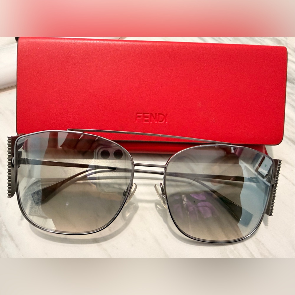 Fendi Oversized Shield Sunglasses with Red Case